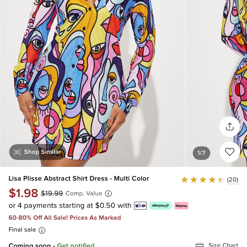 Abstract Shirt Dress - Multi Color